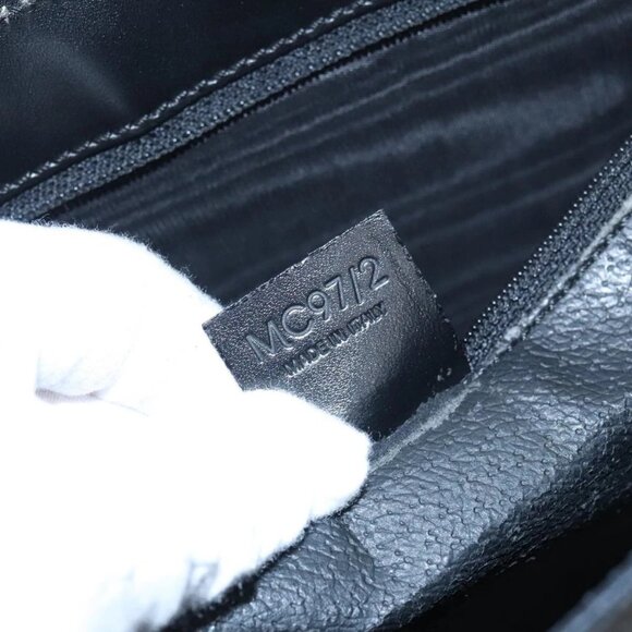 CELINE Macadam Canvas Shoulder Bag PVC Leather Black Gold - Picture 11 of 16